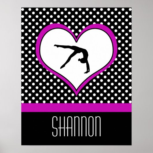 Roze poka-Dot turnscans met hart Poster (Voorkant)