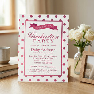 Roze poka Dots Afstudeerder Graduation Party Invit Kaart