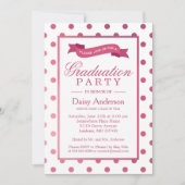 Roze poka Dots Afstudeerder Graduation Party Invit Kaart (Voorkant)