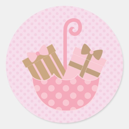Roze poka Dots Baby of Vrijgezellenfeest Stickers (Voorkant)