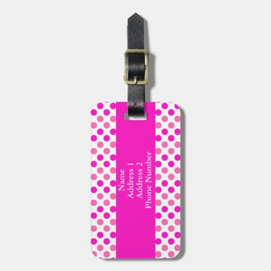Roze poka Dots Bagagelabel (Voorkant verticaal)