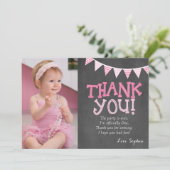 Roze poka Dots Birthday Hartelijk dank Bedankkaart (Staand voorkant)