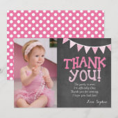 Roze poka Dots Birthday Hartelijk dank Bedankkaart (Voorkant / Achterkant)