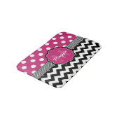 Roze poka Dots Black Chevron Monogram Badmat (Gekanteld)