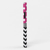 Roze poka Dots Black Chevron Monogram Case-Mate iPhone Case (Achterkant/rechts)
