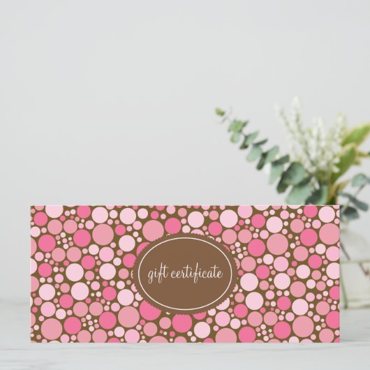Roze poka Dots Boutique Style Cadeaubonnen (Staand voorkant)