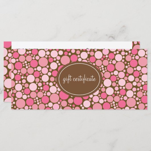 Roze poka Dots Boutique Style Cadeaubonnen (Voorkant / Achterkant)