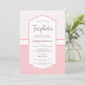 Roze poka Dots Chevron Stripes Triplets Kaart (Staand voorkant)