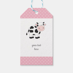 Roze poka Dots Cow Gift Labels Cadeaulabel