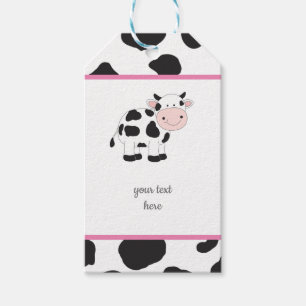 Roze poka Dots Cow Party Gift Labels Cadeaulabel
