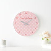 roze poka Dots Cute Girly Nursery Grote Klok (Huis)
