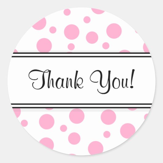 Roze poka Dots Dank je Ronde Sticker (Voorkant)