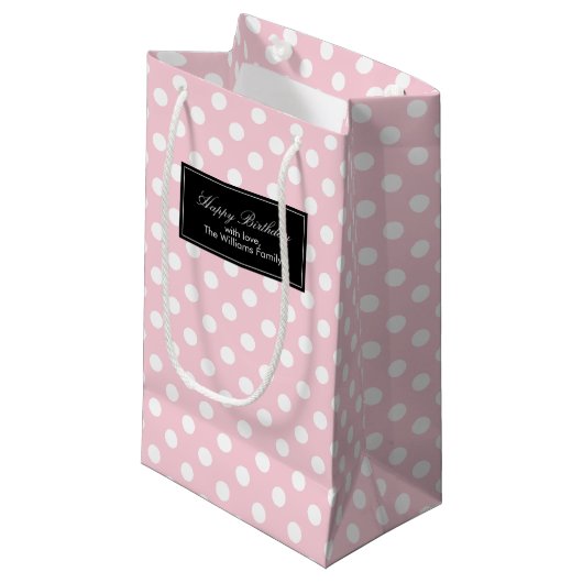 Roze poka Dots gepersonaliseerd Klein Cadeauzakje (Voorkant Gekanteld)