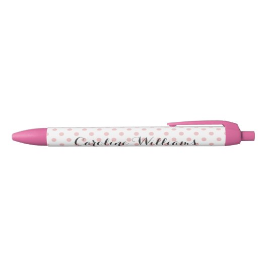 Roze poka Dots gepersonaliseerd Zwarte Inkt Pen (Bovenkant)