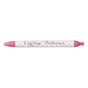 Roze poka Dots gepersonaliseerd Zwarte Inkt Pen