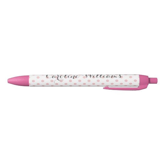 Roze poka Dots gepersonaliseerd Zwarte Inkt Pen (Bodem)