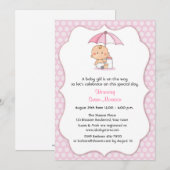 Roze poka Dots Girl Shower Kaart (Voorkant / Achterkant)