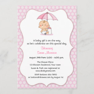 Roze poka Dots Girl Shower Kaart