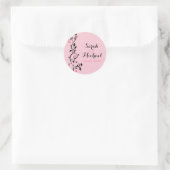 Roze poka Dots Heart Vine Wedding Ronde Sticker (Tas)