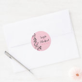 Roze poka Dots Heart Vine Wedding Ronde Sticker (Envelop)