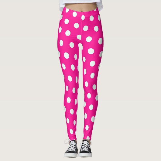 Roze poka Dots Leggings (Voorkant)