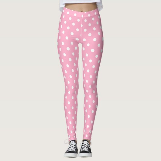 Roze poka Dots Leggings (Voorkant)