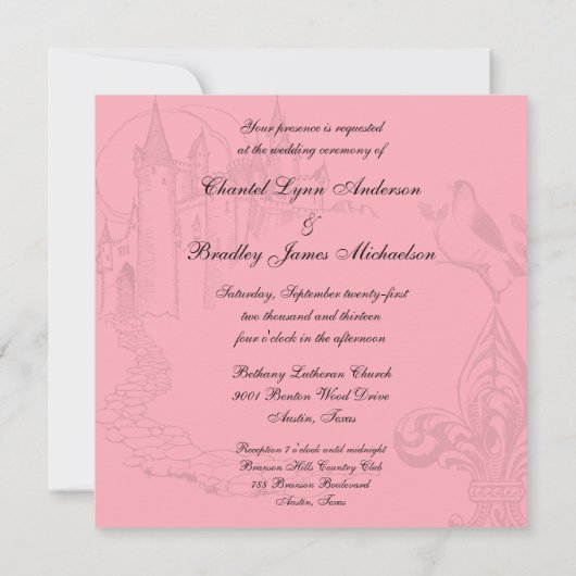 Roze poka Dots onvoorwaardelijk Love Wedding Invit Kaart (Achterkant)