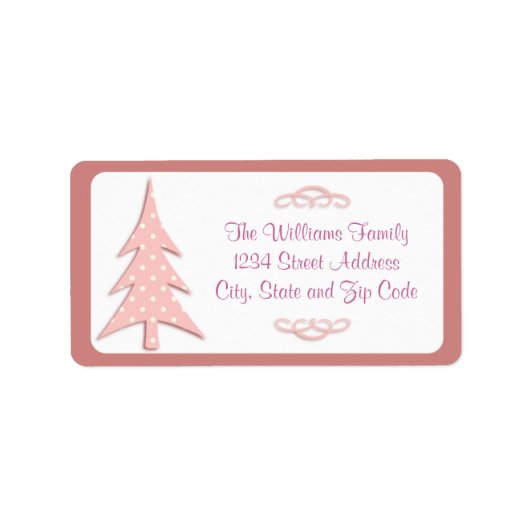 Roze poka Dots Pattern kerstboom Etiket (Voorkant)