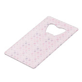 Roze poka Dots Pattern op Roze Creditkaart Flessenopener (Voorkant Gekanteld)