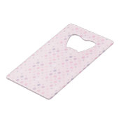 Roze poka Dots Pattern op Roze Creditkaart Flessenopener (Achterkant Gekanteld)