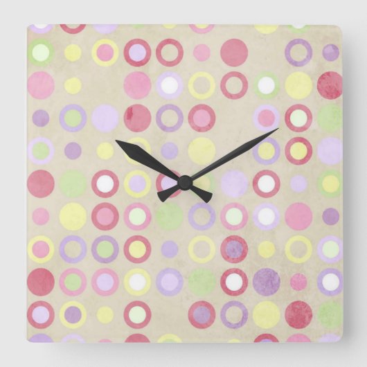 Roze poka Dots Square Wall klok (Voorkant)
