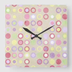 Roze poka Dots Square Wall klok