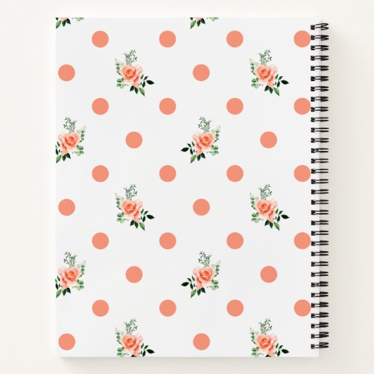 Roze poka en Rozen afdrukken Notitieboek (Achterkant)