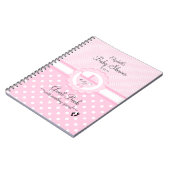 Roze poka gedateerd Baby shower Guest Book Notitieboek (Linkerzijde)