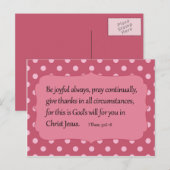 Roze poka is een vrolijk bijbeltje briefkaart (Voorkant / Achterkant)