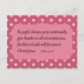 Roze poka is een vrolijk bijbeltje briefkaart (Voorkant)