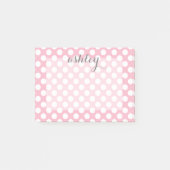 Roze poka Puntpatroon met grijze Script-naam Post-it® Notes (Voorkant)
