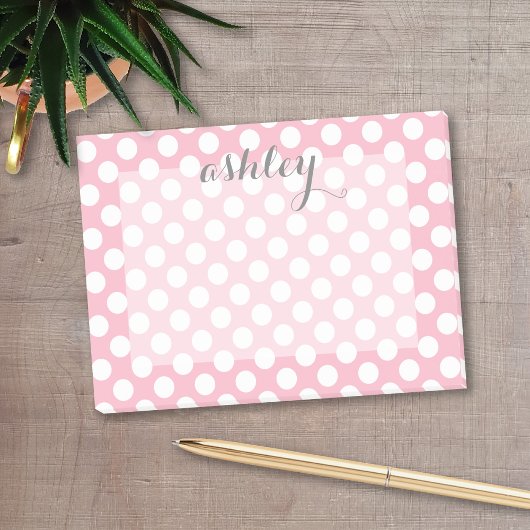 Roze poka Puntpatroon met grijze Script-naam Post-it® Notes