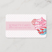 Roze poka-stippen cupcake schattig klantenkaartje (Voorkant)
