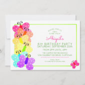 Roze pokadot Butterfly Birthday Uitnodiging (Voorkant)