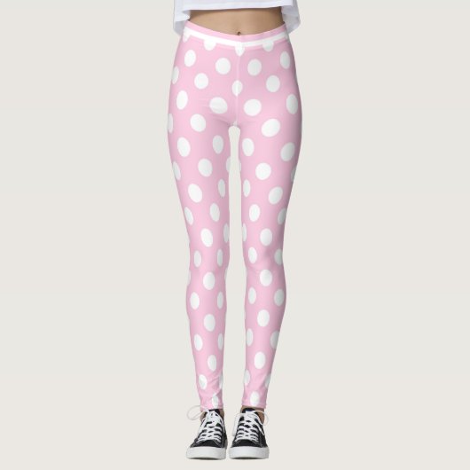 Roze pokadot Cute Chic Girly Modern Leggings (Voorkant)