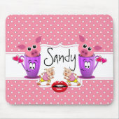 Roze pokadot Harten Muismat! Muismat (Voorkant)