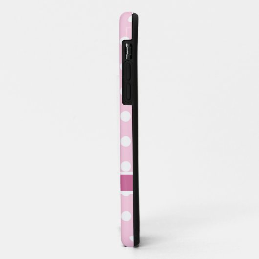 Roze pokadot Monogram Cute Modern Case-Mate iPhone Case (Achterkant/links)