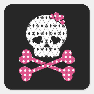 Roze pokadot vierkante sticker