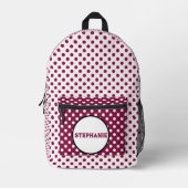 Roze pokadots bedrukte rugzak (Voorkant)
