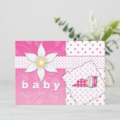 Roze pokadots en uitnodiging tot het Baby shower v (Staand voorkant)
