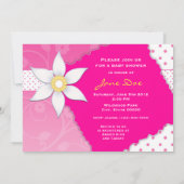Roze pokadots en uitnodiging tot het Baby shower v (Achterkant)