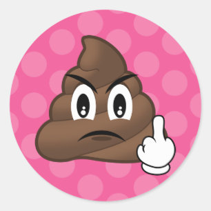 Roze pokadots Midflinger Poop Emoji Stickers