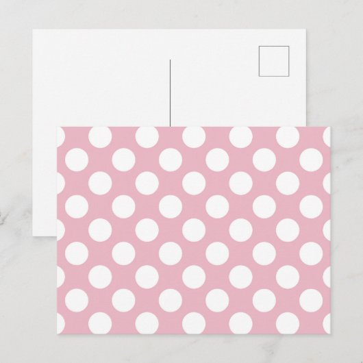 Roze pokadots, poolvlek, Stippen, gedopt Briefkaart (Voorkant / Achterkant)