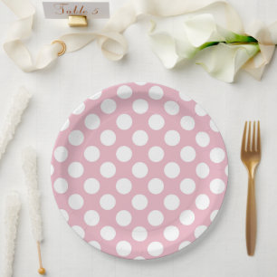 Roze pokadots, poolvlek, Stippen, gedopt Papieren Bordje